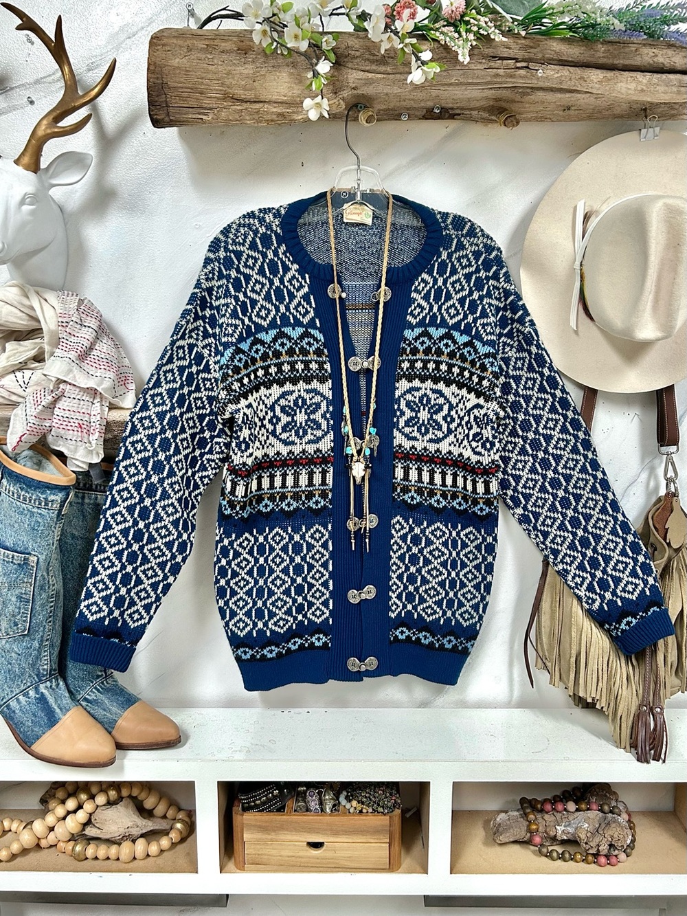 Scottish Blue Fair Isle Cardi